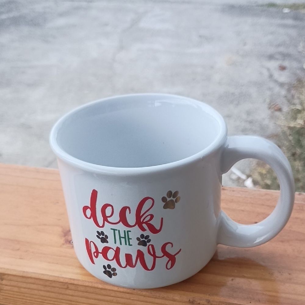 'Deck the Paws' Mug By Holiday Home Call Outs In Pictures. Fun Dog Lover Mug